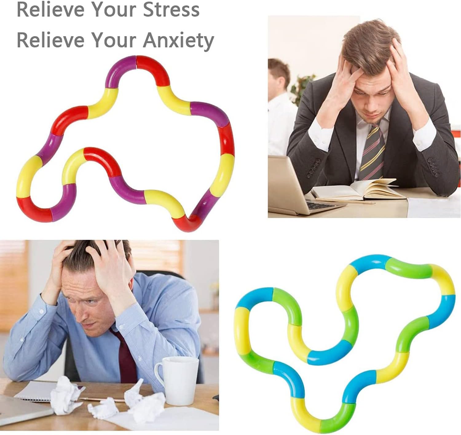 6 Pcs Tangles Fidget Toys Tangles Fidget Tangles Relax Therapy Stress Relief Feeling Winding Toy (A) - Image 4
