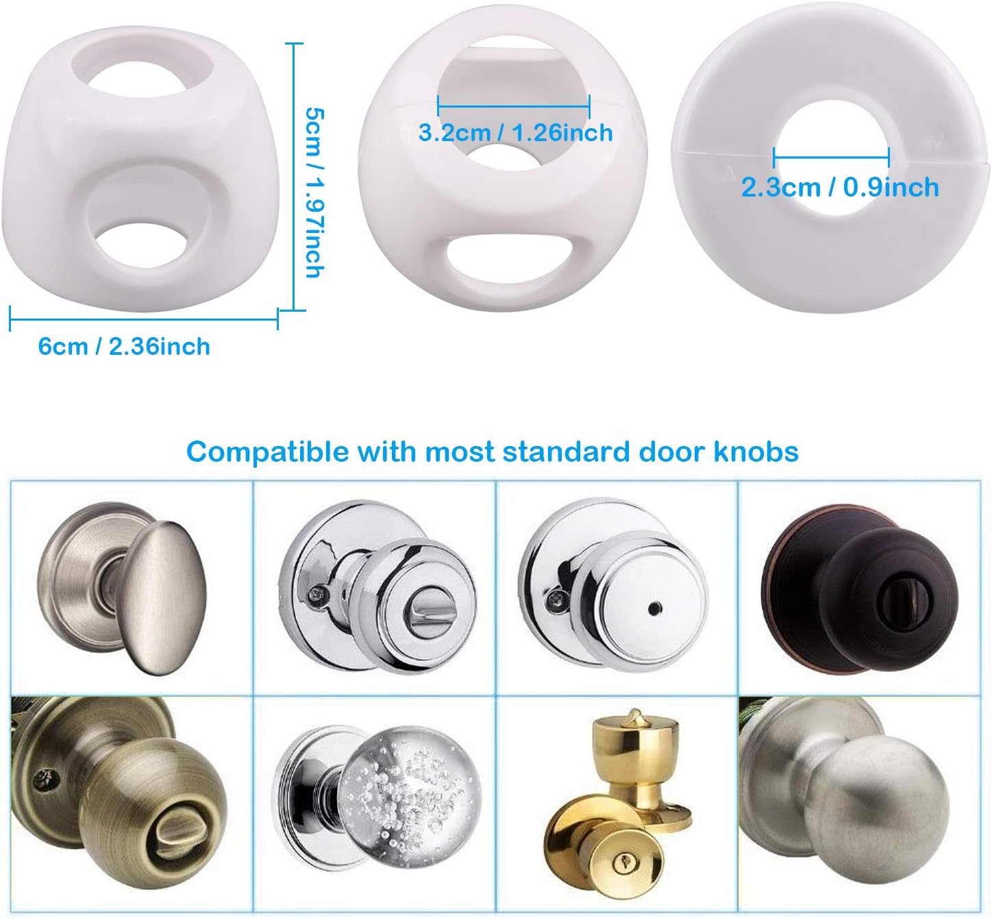 6 Pack Child Safety Door Knob Cover Baby Doorknob Handle Cover, Kids Proof Door Knob Covers Lockable Design for Home Bedroom Living Room Kangkangk - Image 4