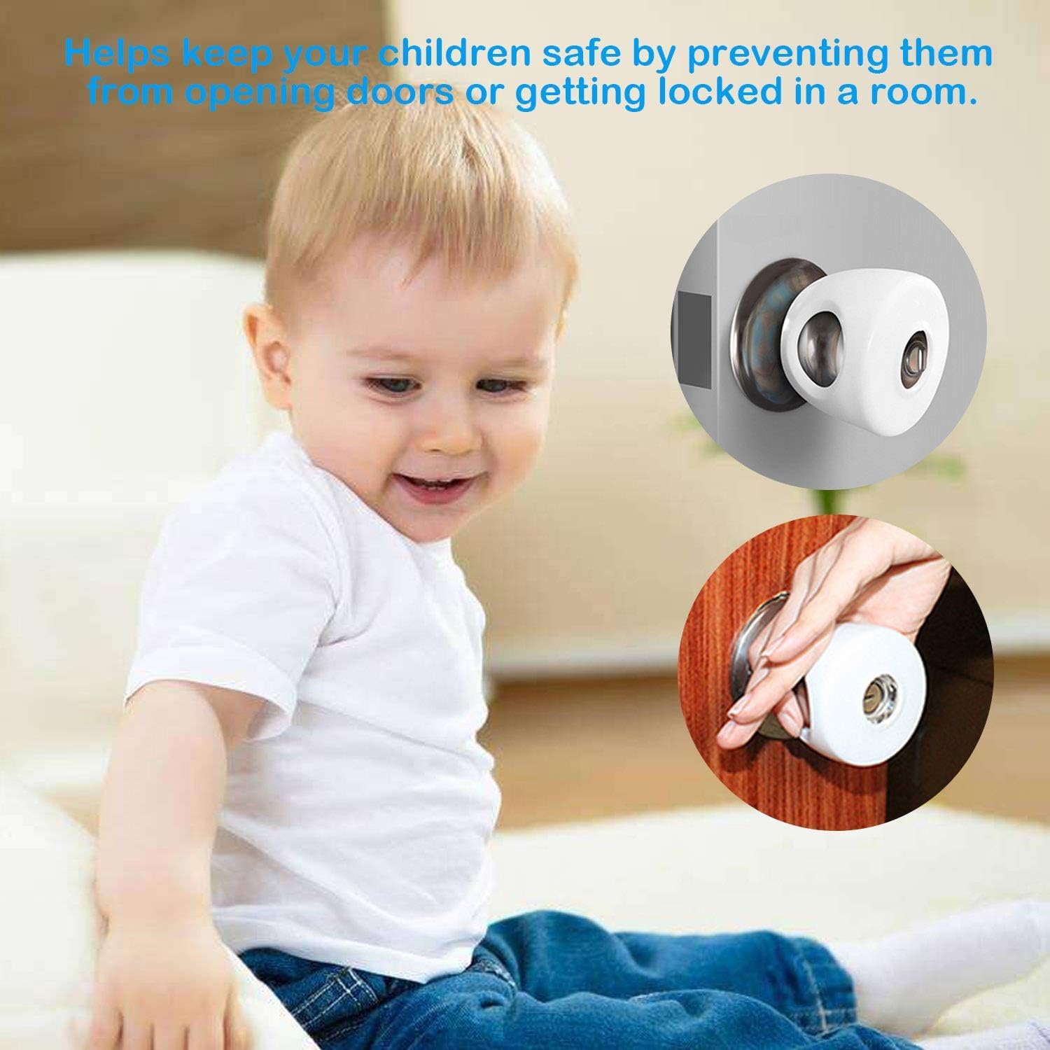 6 Pack Child Safety Door Knob Cover Baby Doorknob Handle Cover, Kids Proof Door Knob Covers Lockable Design for Home Bedroom Living Room Kangkangk - Image 6