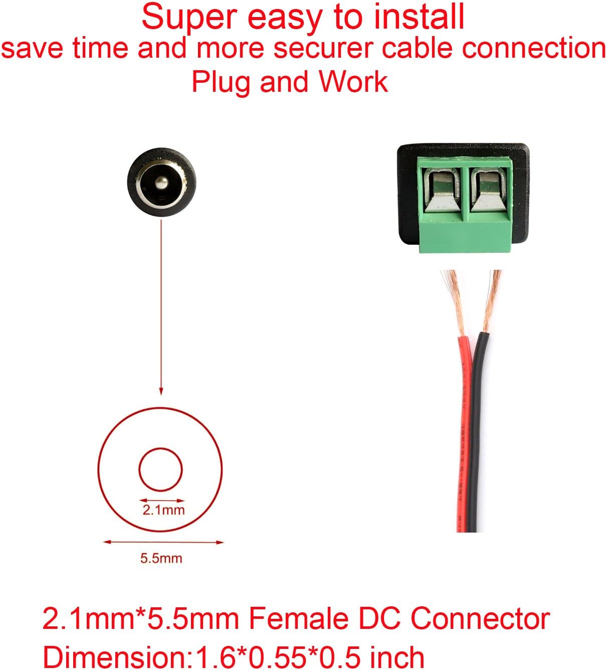 10 Pairs 12V Male+Female 2.1x5.5MM DC Power Jack Plug Adapter Barrel Connector for CCTV Security Camera Led Strip - Image 3