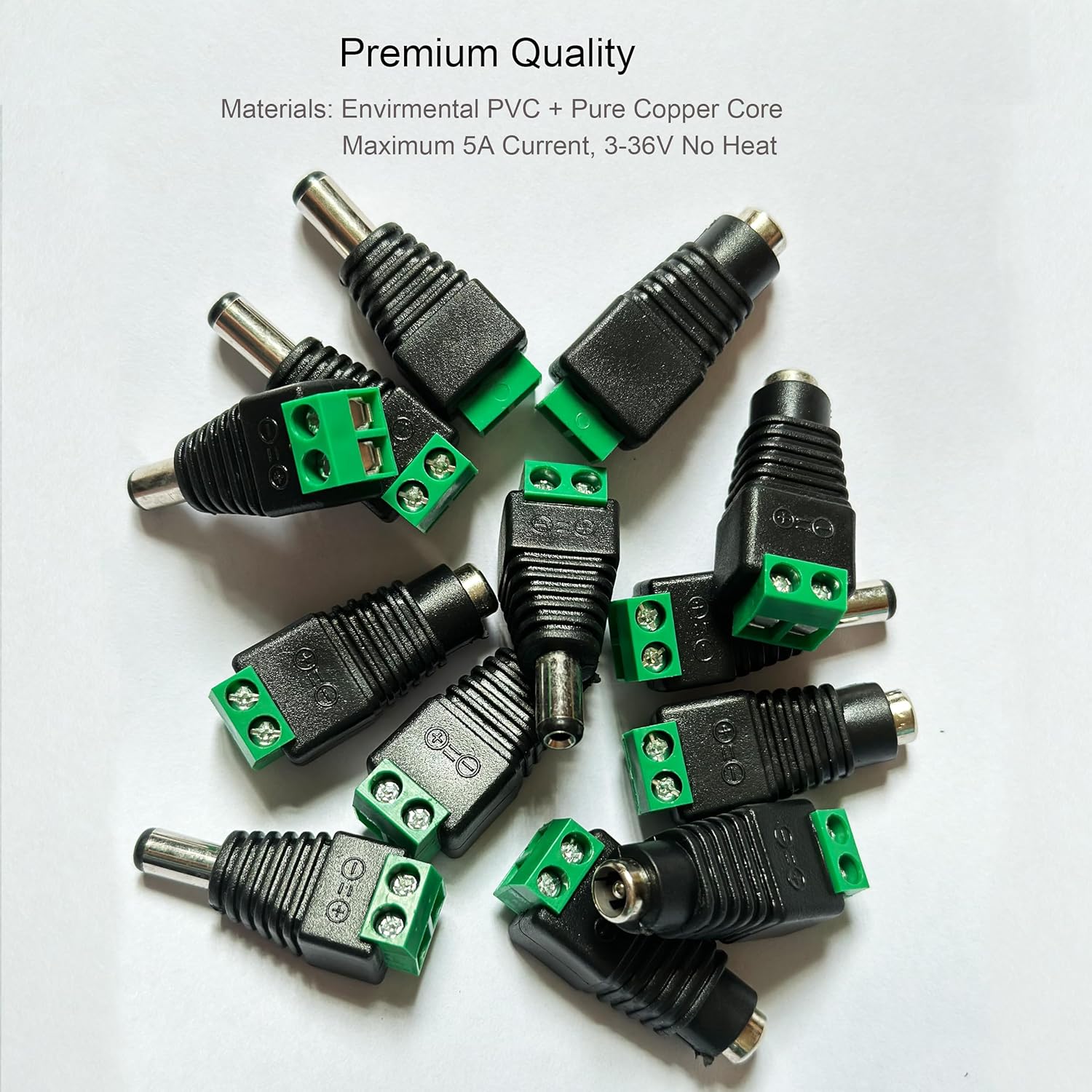 10 Pairs 12V Male+Female 2.1x5.5MM DC Power Jack Plug Adapter Barrel Connector for CCTV Security Camera Led Strip - Image 4