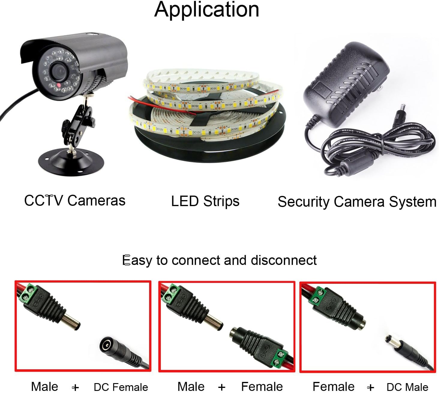10 Pairs 12V Male+Female 2.1x5.5MM DC Power Jack Plug Adapter Barrel Connector for CCTV Security Camera Led Strip - Image 5