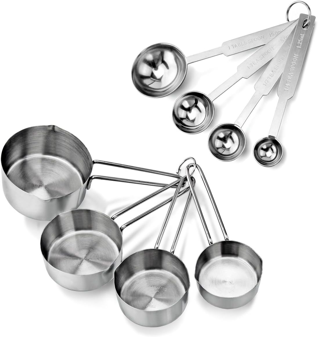 42917 Commercial Quality Stainless Steel Measuring Cups and Spoons Combo Set - Image 1