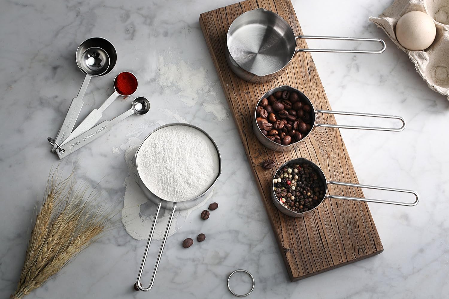 42917 Commercial Quality Stainless Steel Measuring Cups and Spoons Combo Set - Image 2