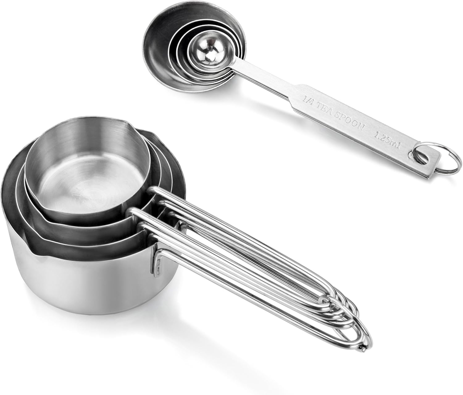 42917 Commercial Quality Stainless Steel Measuring Cups and Spoons Combo Set - Image 3