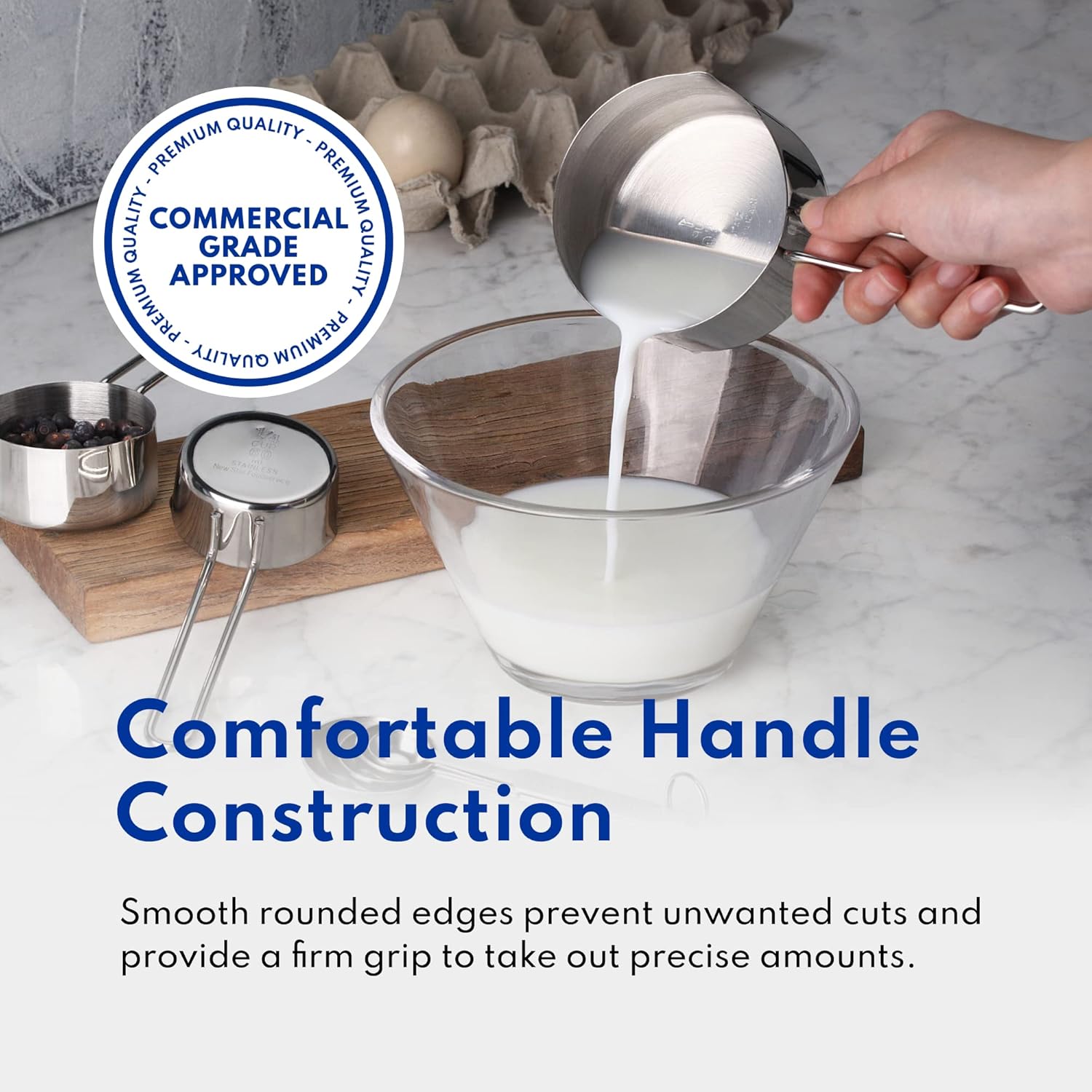 42917 Commercial Quality Stainless Steel Measuring Cups and Spoons Combo Set - Image 5