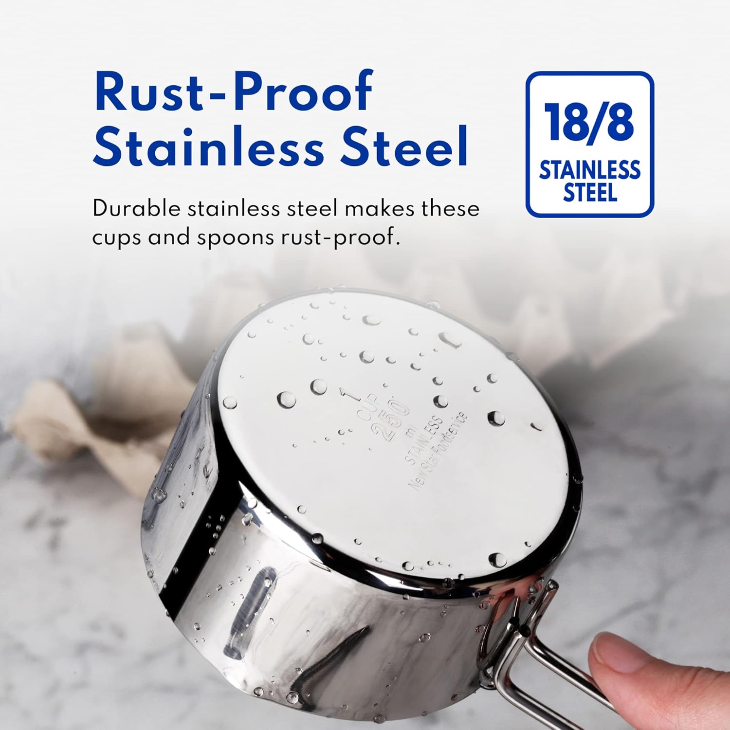 42917 Commercial Quality Stainless Steel Measuring Cups and Spoons Combo Set - Image 7