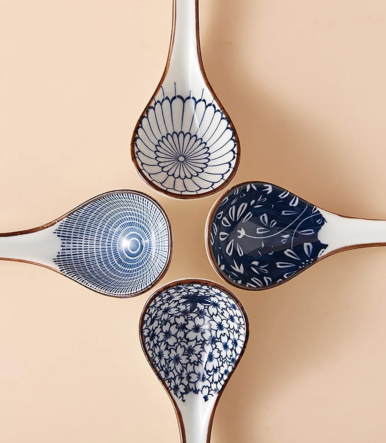 Ceramic Soup Spoons Sets of 4,Asian Soup Spoons,Long Ramen spoons,Japanese soup spoons for Pho,Wonton,Noodles,Chinese Ceramic Rice Spoons,4Pcs - Image 2