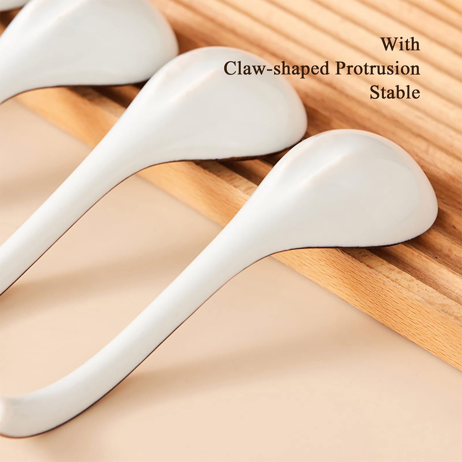 Ceramic Soup Spoons Sets of 4,Asian Soup Spoons,Long Ramen spoons,Japanese soup spoons for Pho,Wonton,Noodles,Chinese Ceramic Rice Spoons,4Pcs - Image 8