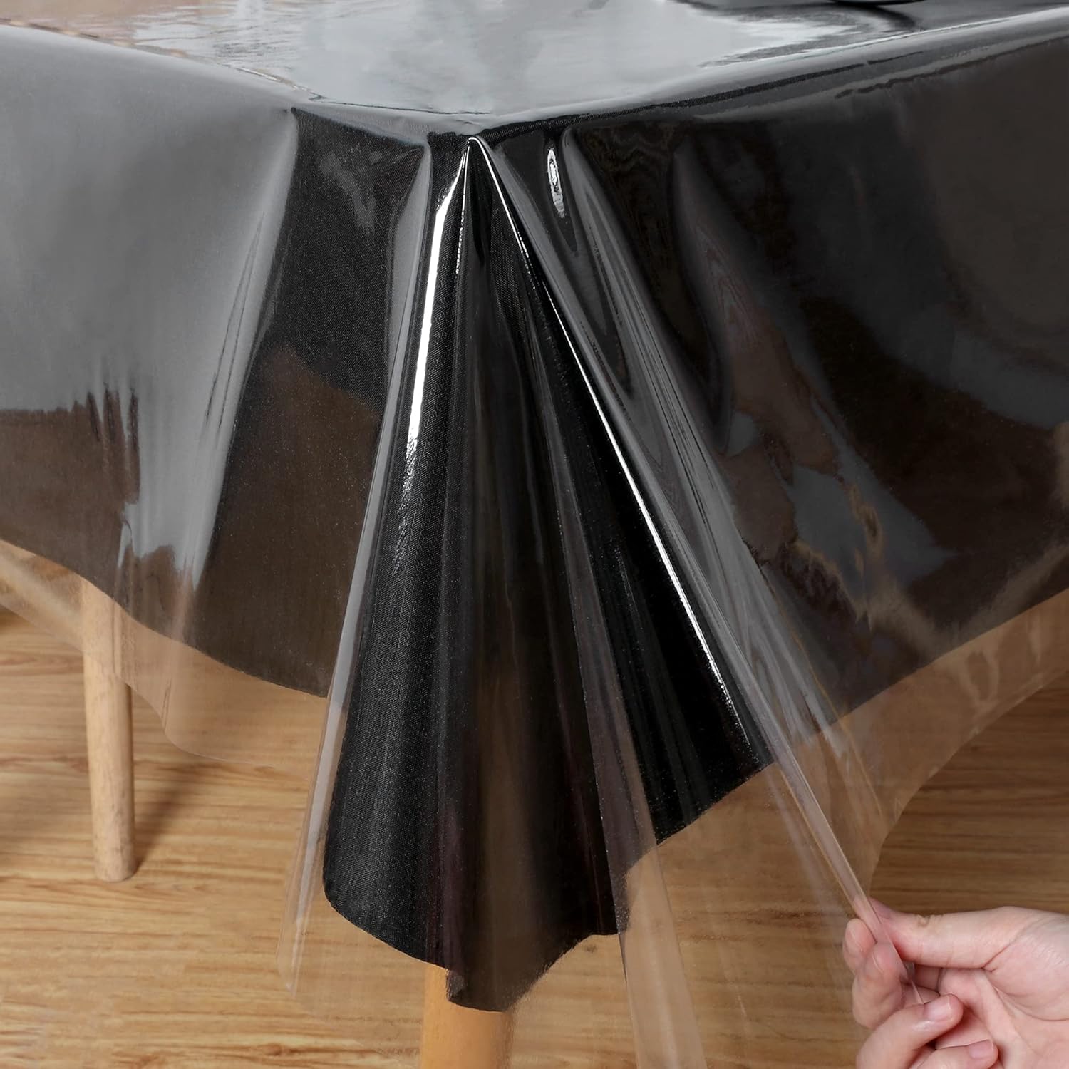 Clear Plastic Tablecloth 52 x 70 Inch, 100% Waterproof Oil-Proof Spill-Proof Vinyl PVC Table Cloth, Wipeable Rectangle Tablecloth Protector for Dining Table, Outdoor and Indoor Uses, Clear - Image 1