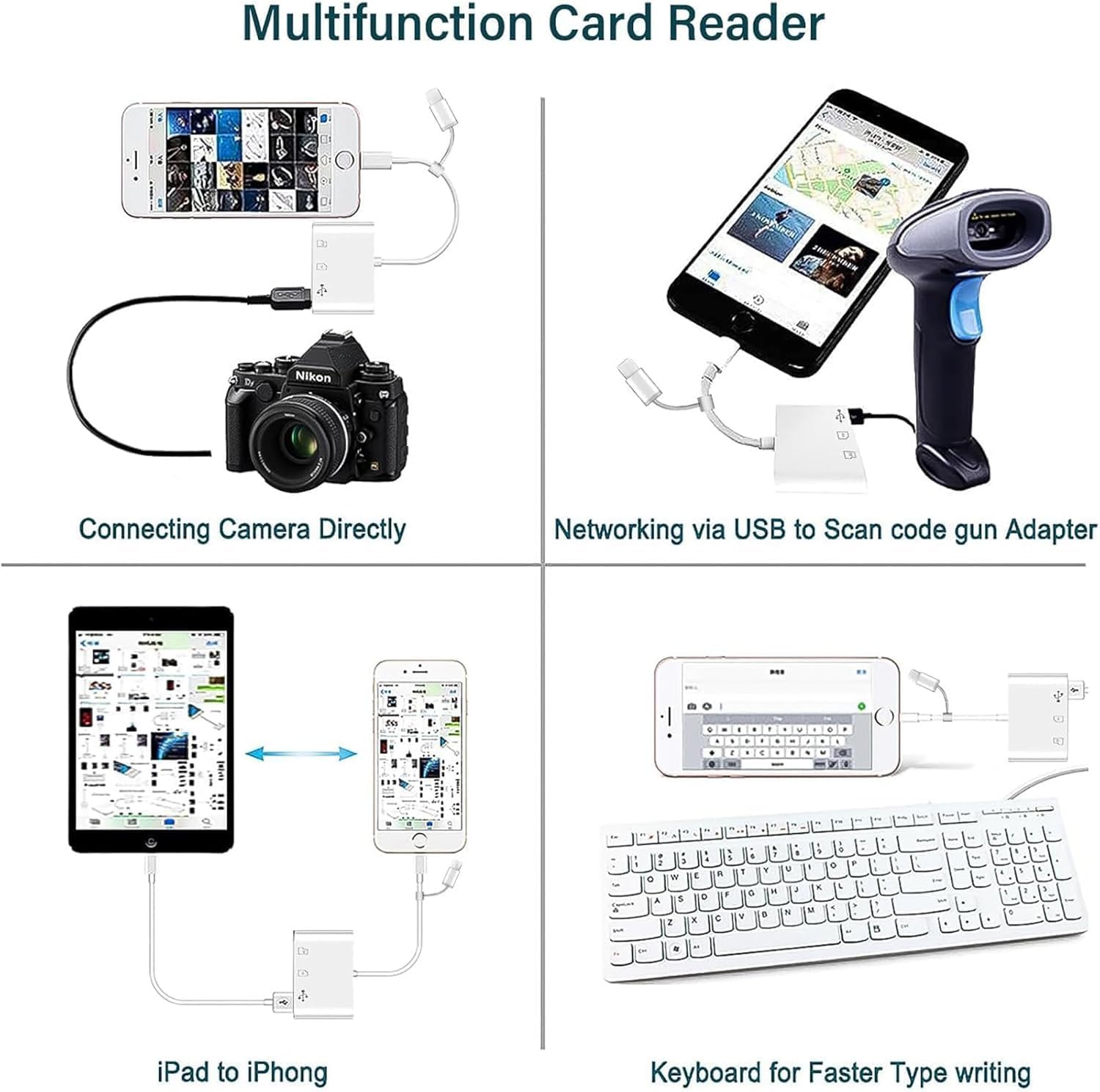 3 in 1 SD Card Reader for iPhone iPad Camera, Memory Card Reader with SD and TF Card Dual Slot, Digital Camera Adapter, Card Reader for iPhone 15/14/13/12, Plug and Play - Image 7