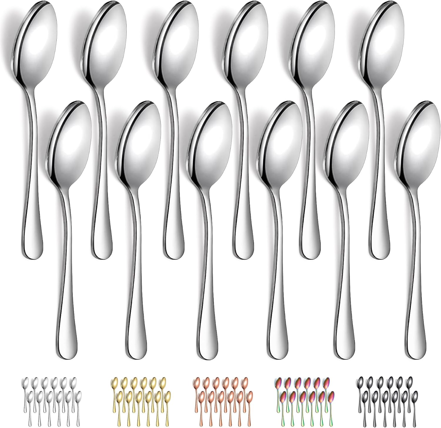 Dinner Spoons 12 Pieces 18.5cm, Stainless Steel Soup Spoons, Table Spoon, Sturdy and Durable for Home and Restauroom Daily Use, Easy to Clean, Dishwasher Safe - Image 1