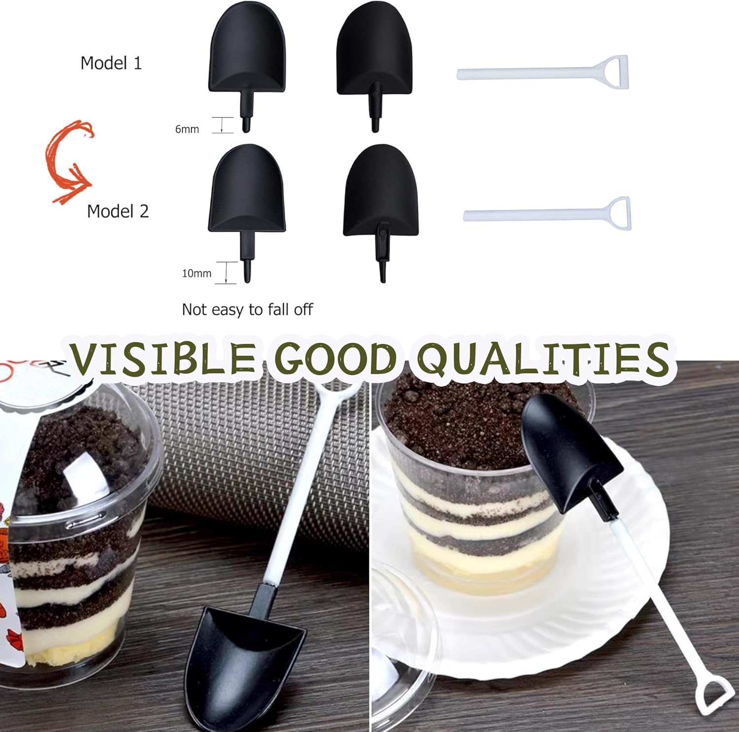 oxe Novelty Mini Shovel Shape Spoons Cute Disposable Plastic Dessert Spoons,Set of 50 (model 2) - Image 3