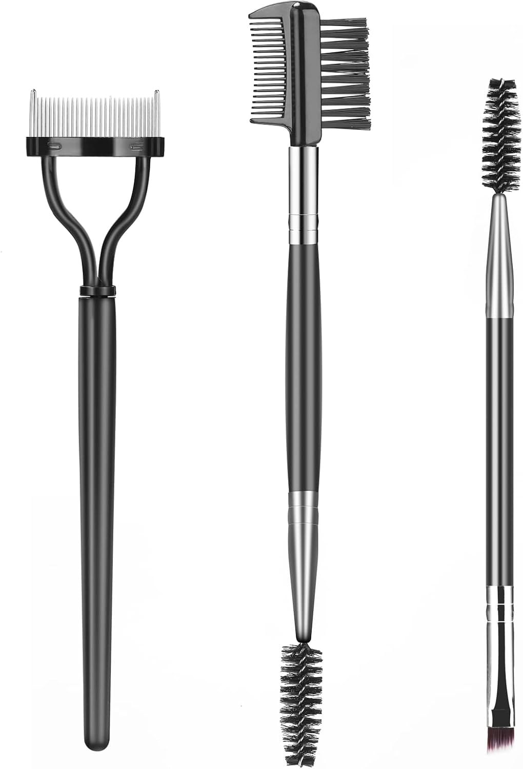 Eyebrow Brush Eyelash Separator Brow Comb & Lash Spoolie Professional Eye Makeup Tools (3 Pieces Set) - Image 1