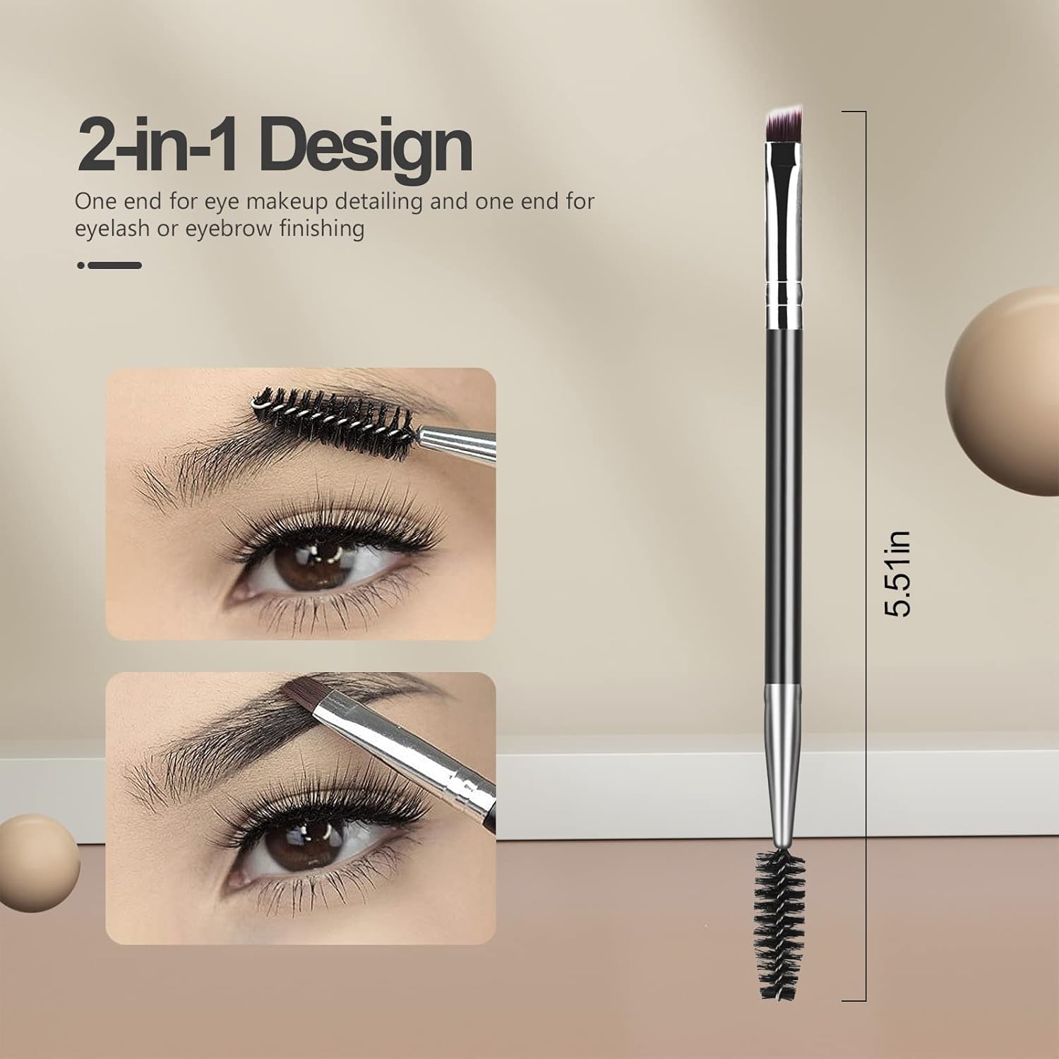 Eyebrow Brush Eyelash Separator Brow Comb & Lash Spoolie Professional Eye Makeup Tools (3 Pieces Set) - Image 5