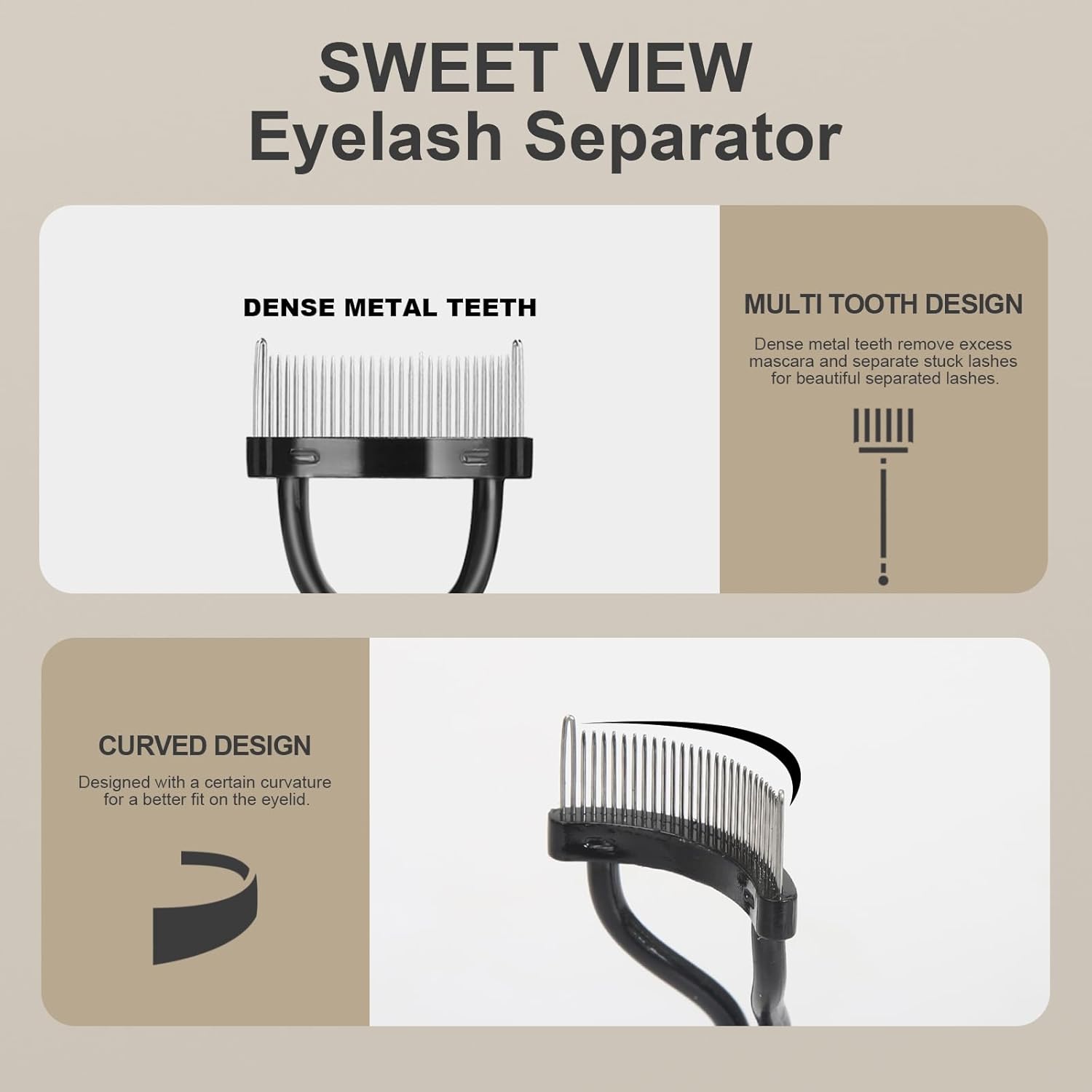 Eyebrow Brush Eyelash Separator Brow Comb & Lash Spoolie Professional Eye Makeup Tools (3 Pieces Set) - Image 6