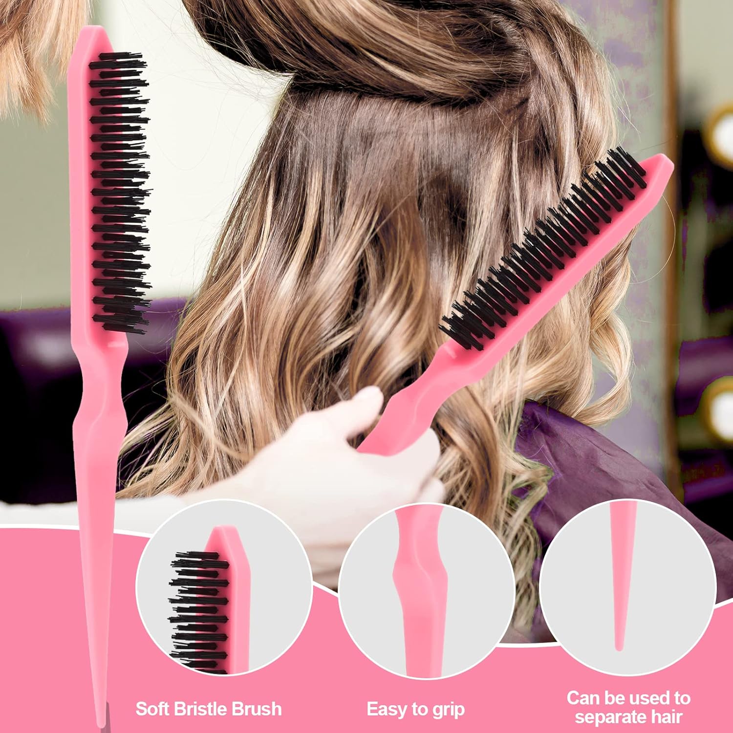 Crochet Hooks for Hair with 2pcs Crochet Needle, 1pcs Edge Brush, 1pcs Bristle Hair Brush, 1pcs Rat Tail Comb, 3pcs Gator Clips Crochet Needle for Passion Twist Crochet Hair Extensions - Image 5