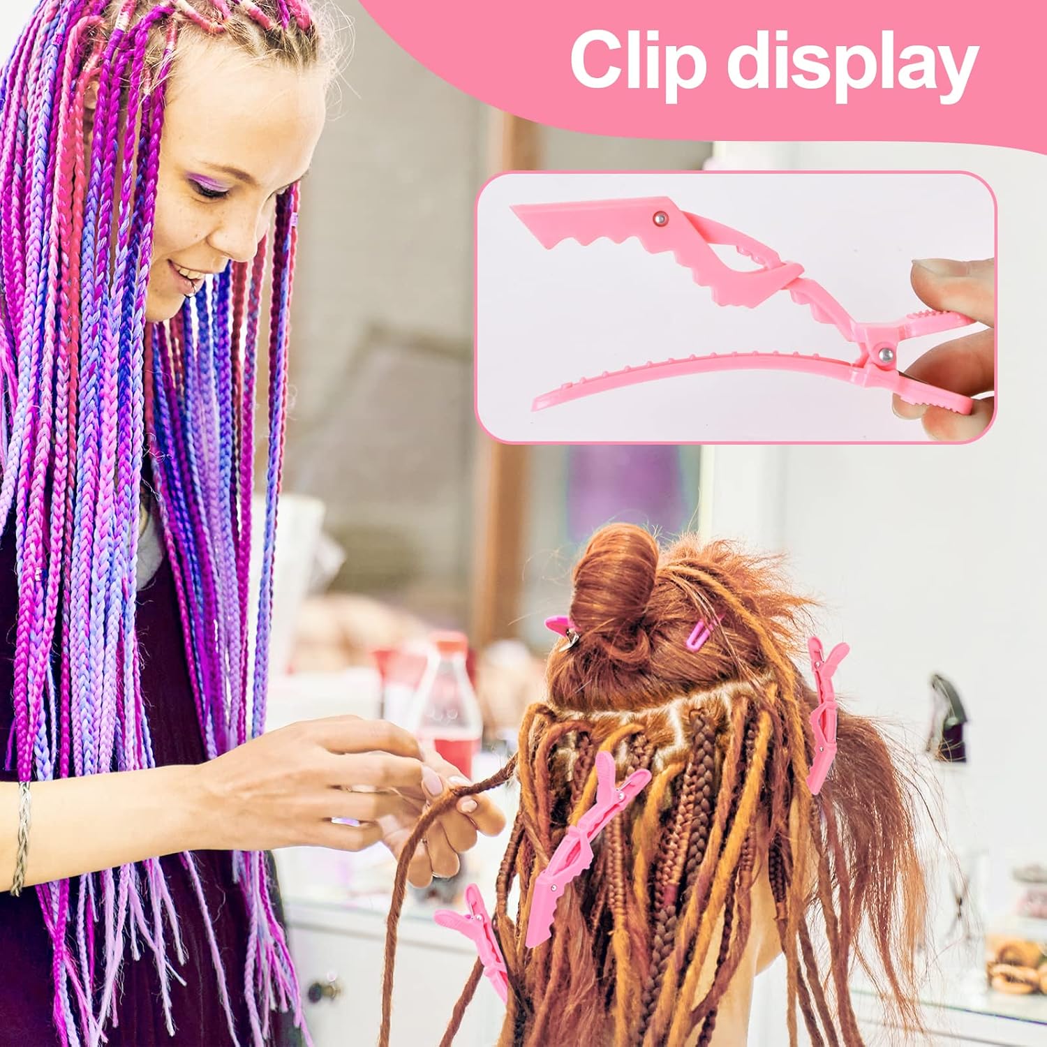 Crochet Hooks for Hair with 2pcs Crochet Needle, 1pcs Edge Brush, 1pcs Bristle Hair Brush, 1pcs Rat Tail Comb, 3pcs Gator Clips Crochet Needle for Passion Twist Crochet Hair Extensions - Image 8