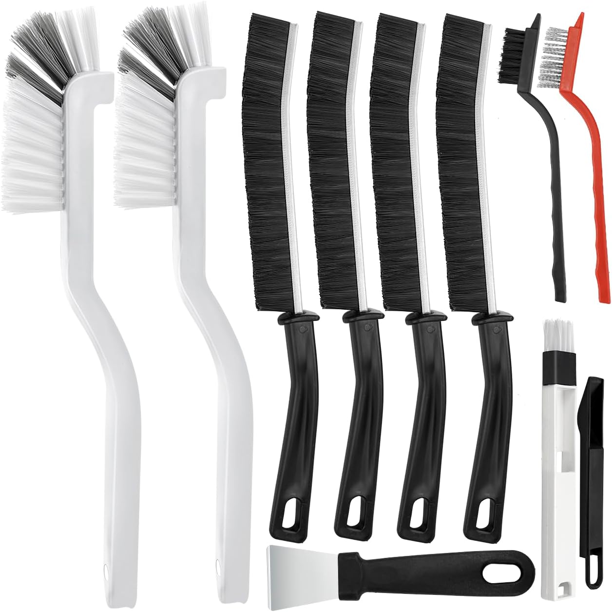 10Pcs Cleaning Brushes Set, Hard Bristle Crevice Cleaning Brush, Multifunctional Gap Cleaning Brush, Small Corner & Windows Brush, Cleaning Supplies for Groove Window Tracks Bathroom Kitchen - Image 1