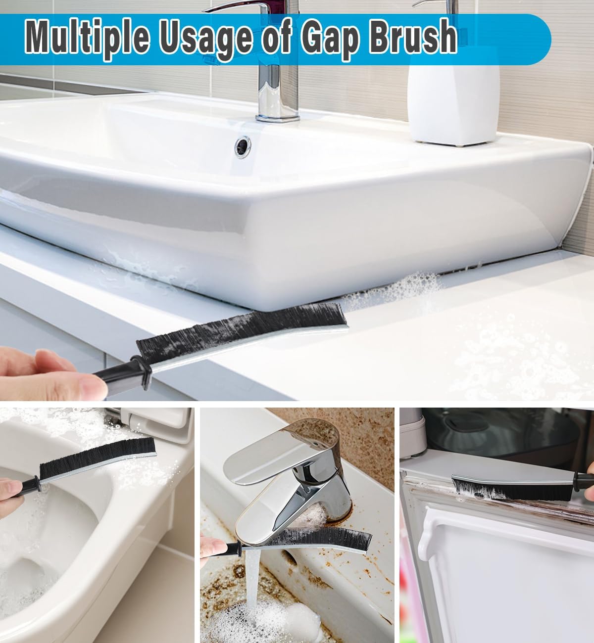 10Pcs Cleaning Brushes Set, Hard Bristle Crevice Cleaning Brush, Multifunctional Gap Cleaning Brush, Small Corner & Windows Brush, Cleaning Supplies for Groove Window Tracks Bathroom Kitchen - Image 3