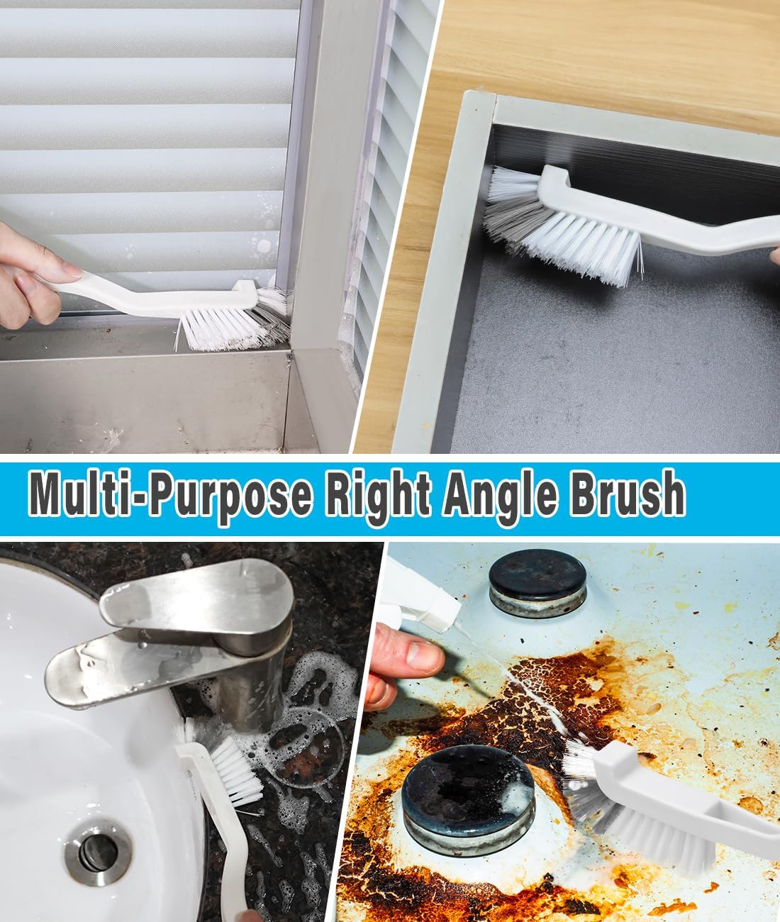 10Pcs Cleaning Brushes Set, Hard Bristle Crevice Cleaning Brush, Multifunctional Gap Cleaning Brush, Small Corner & Windows Brush, Cleaning Supplies for Groove Window Tracks Bathroom Kitchen - Image 4