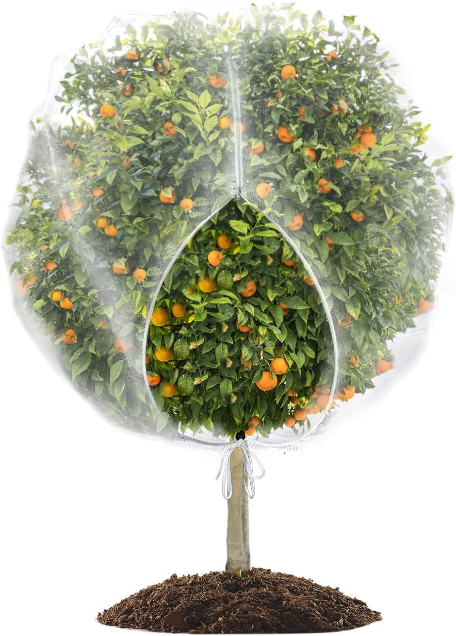 8 x 8ft Large Fruits Tree Netting, Insect Bird Barrier Tree Net with Drawstring and Zipper, Plant Cover Fruit Tree Protection to Prevent Tomato Blueberry Vegetables from Squirrels Birds - Image 1