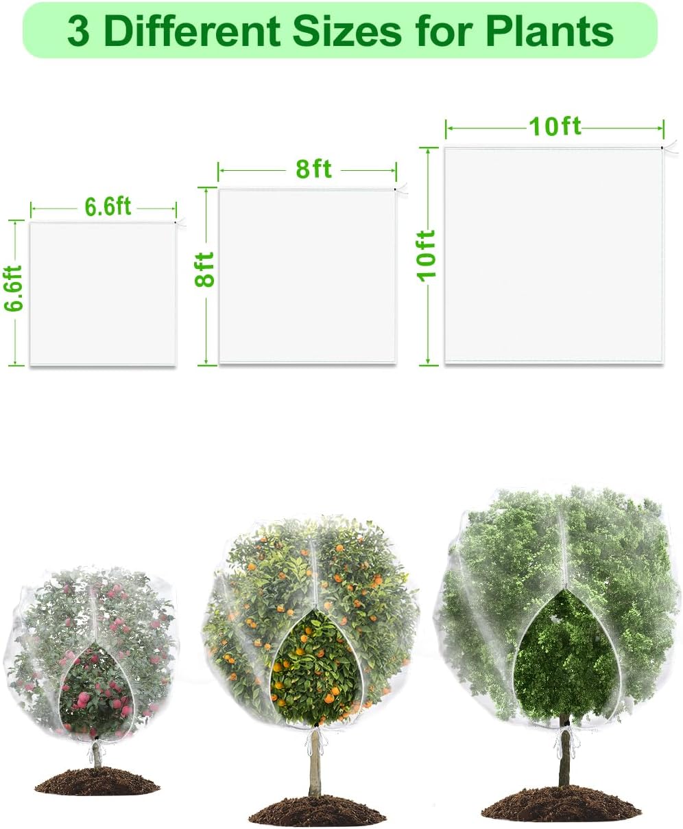 8 x 8ft Large Fruits Tree Netting, Insect Bird Barrier Tree Net with Drawstring and Zipper, Plant Cover Fruit Tree Protection to Prevent Tomato Blueberry Vegetables from Squirrels Birds - Image 5