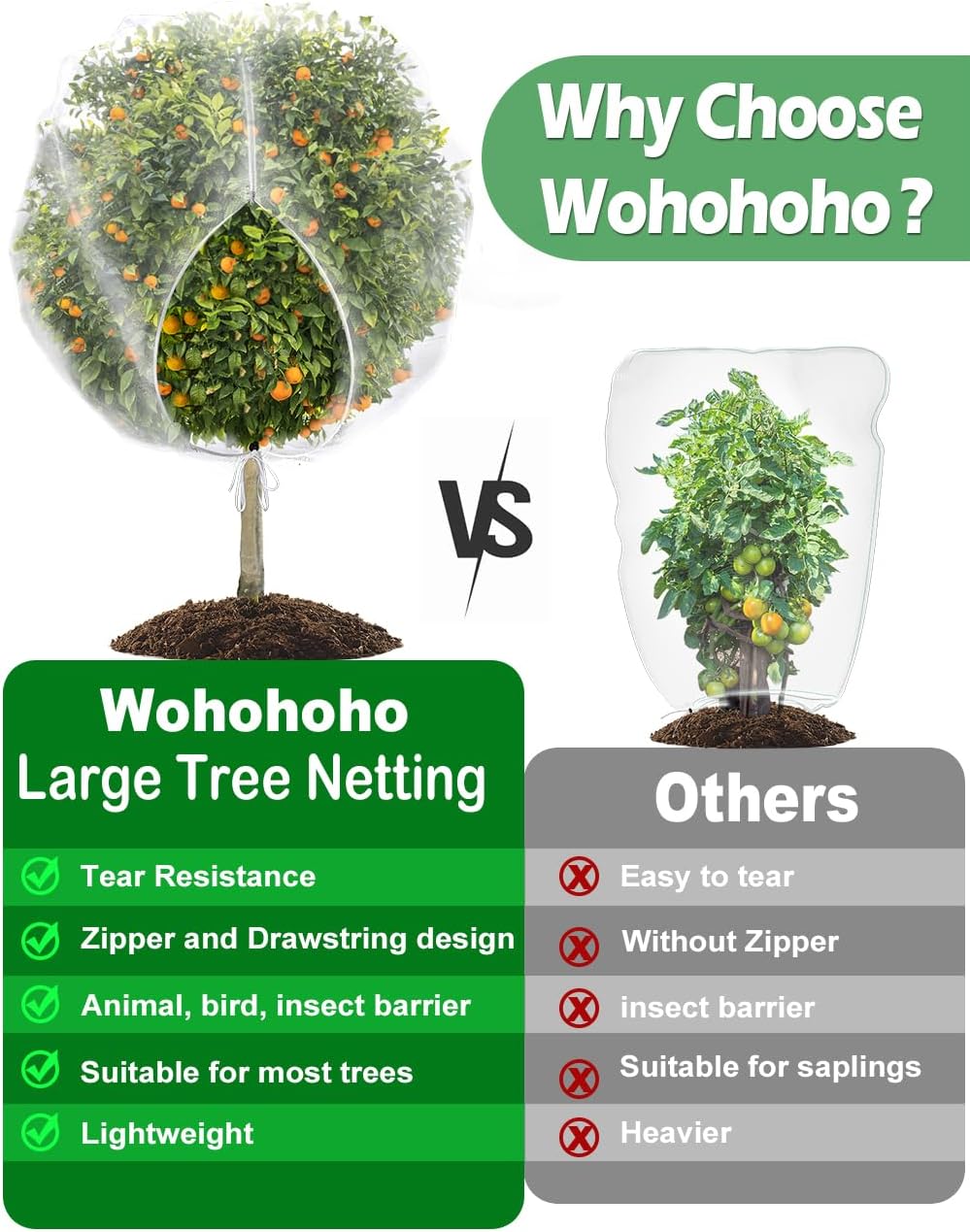 8 x 8ft Large Fruits Tree Netting, Insect Bird Barrier Tree Net with Drawstring and Zipper, Plant Cover Fruit Tree Protection to Prevent Tomato Blueberry Vegetables from Squirrels Birds - Image 6