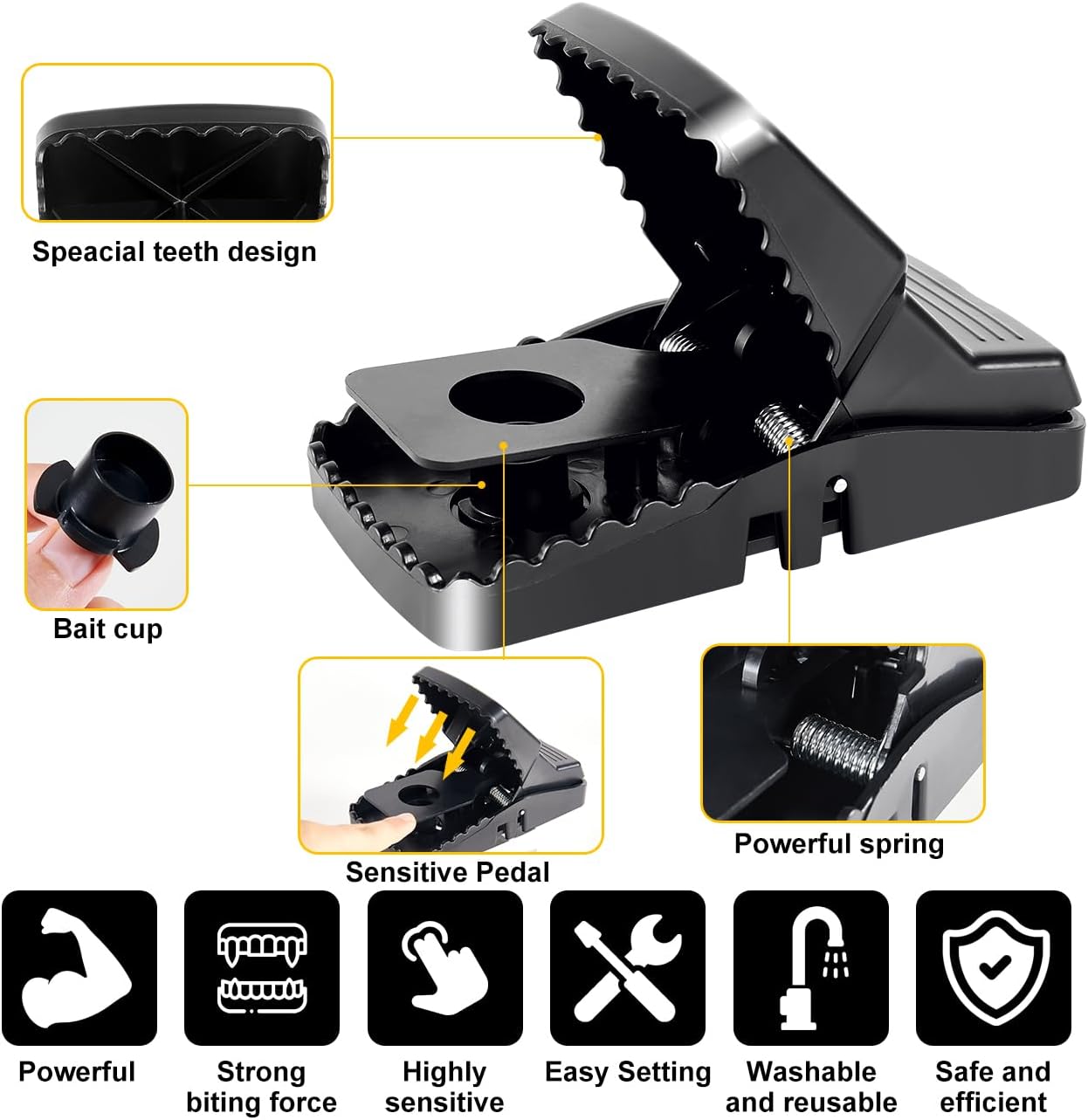 8 Packs Large Mouse Traps, High Sensitivity Rat Snap Best Mouse Traps That Work, Safe Effective Anti Rat Mice Trap Indoor Outdoor, Powerful Rodent Catcher, Easy Clean and Quick Kill Mouse - Image 2