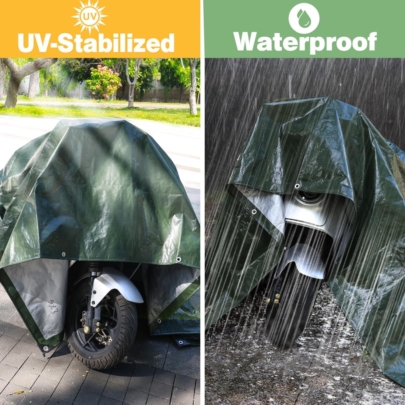 120GSM Tarpaulin Waterproof Heavy Duty, 6.6 x 9.8 Ft Large Green Rainproof Tarp UV/Tear Resistant PE Tarpaulin Sheet Tent with Reinforced Eyelets, Cover for Pool, Caravan, Garden Furniture - Image 7