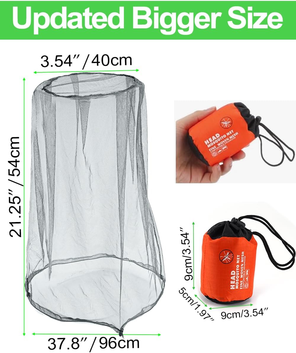 Mosquito Head Net Mesh with Drawstring, Bug Face Netting for Hats, Mesh Face Shield for Men & Women Screen Net for Any Outdoor Lover Midges, Bugs & Gnats (2 Packs, Black Grey, Updated Size) - Image 6