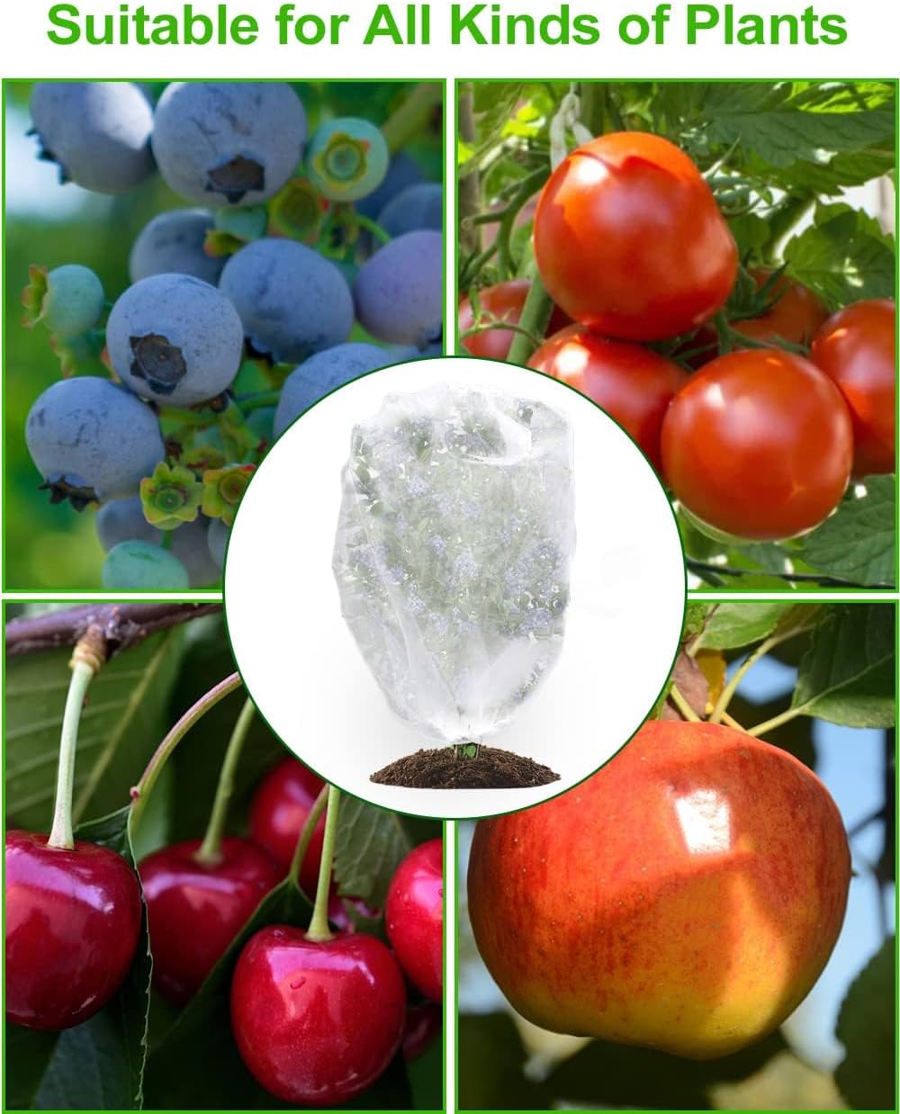 4 Packs Bird Netting Pest Barrier with Drawstring, 4.9Ft x 3.3Ft+3.3FT x 2.7FT Garden Tree Netting Pest Barrier Fruit Covers Prevent Fruits Plants from Squirrel Bird Insect Deer Animals - Image 3