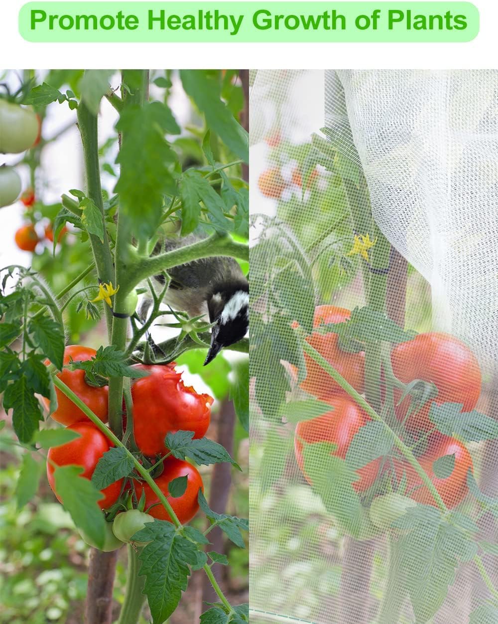 4 Packs Bird Netting Pest Barrier with Drawstring, 4.9Ft x 3.3Ft+3.3FT x 2.7FT Garden Tree Netting Pest Barrier Fruit Covers Prevent Fruits Plants from Squirrel Bird Insect Deer Animals - Image 4