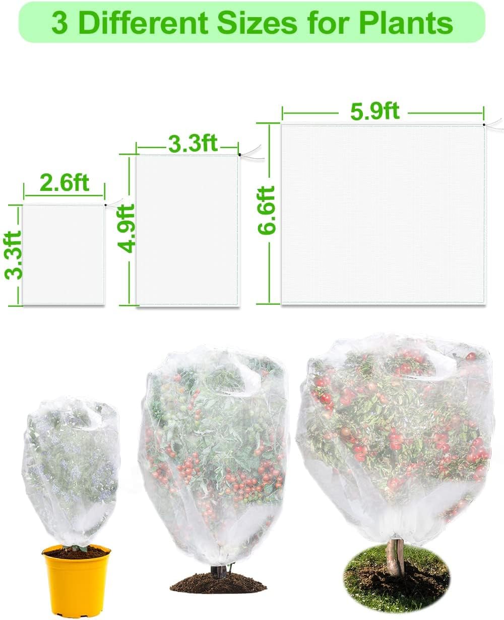 4 Packs Bird Netting Pest Barrier with Drawstring, 4.9Ft x 3.3Ft+3.3FT x 2.7FT Garden Tree Netting Pest Barrier Fruit Covers Prevent Fruits Plants from Squirrel Bird Insect Deer Animals - Image 7
