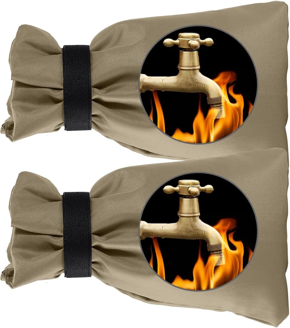 Outdoor Faucet Cover for Winter Freeze Protection 10'' x 8'', 2 Packs Khaki Thickened  Frost Free Outdoor Faucet Covers for Pipe Insulation Waterproof Insulated Spigot Backflow Cover - Image 1