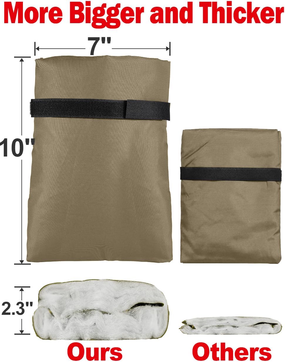 Outdoor Faucet Cover for Winter Freeze Protection 10'' x 8'', 2 Packs Khaki Thickened  Frost Free Outdoor Faucet Covers for Pipe Insulation Waterproof Insulated Spigot Backflow Cover - Image 2