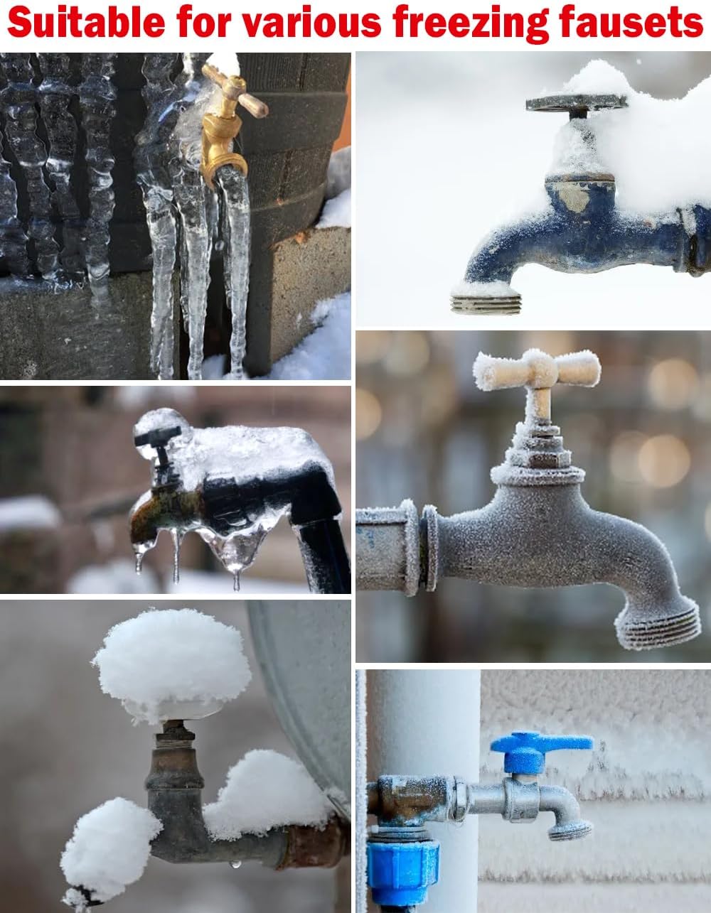 Outdoor Faucet Cover for Winter Freeze Protection 10'' x 8'', 2 Packs Khaki Thickened  Frost Free Outdoor Faucet Covers for Pipe Insulation Waterproof Insulated Spigot Backflow Cover - Image 7