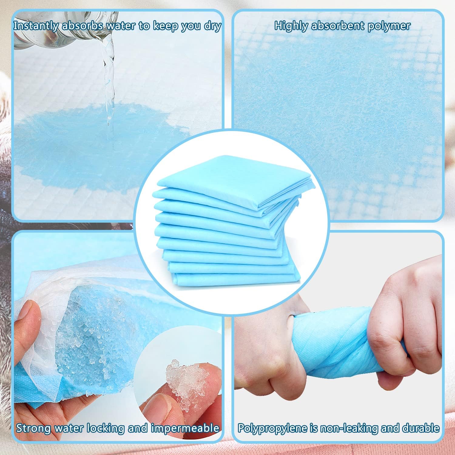 100 Pack Disposable Changing Pads, Portable Diaper Change Pad for Baby, Super Absorbent Leak-Proof Incontinence Bed Table Pee Mat for Travel and Home - Image 4