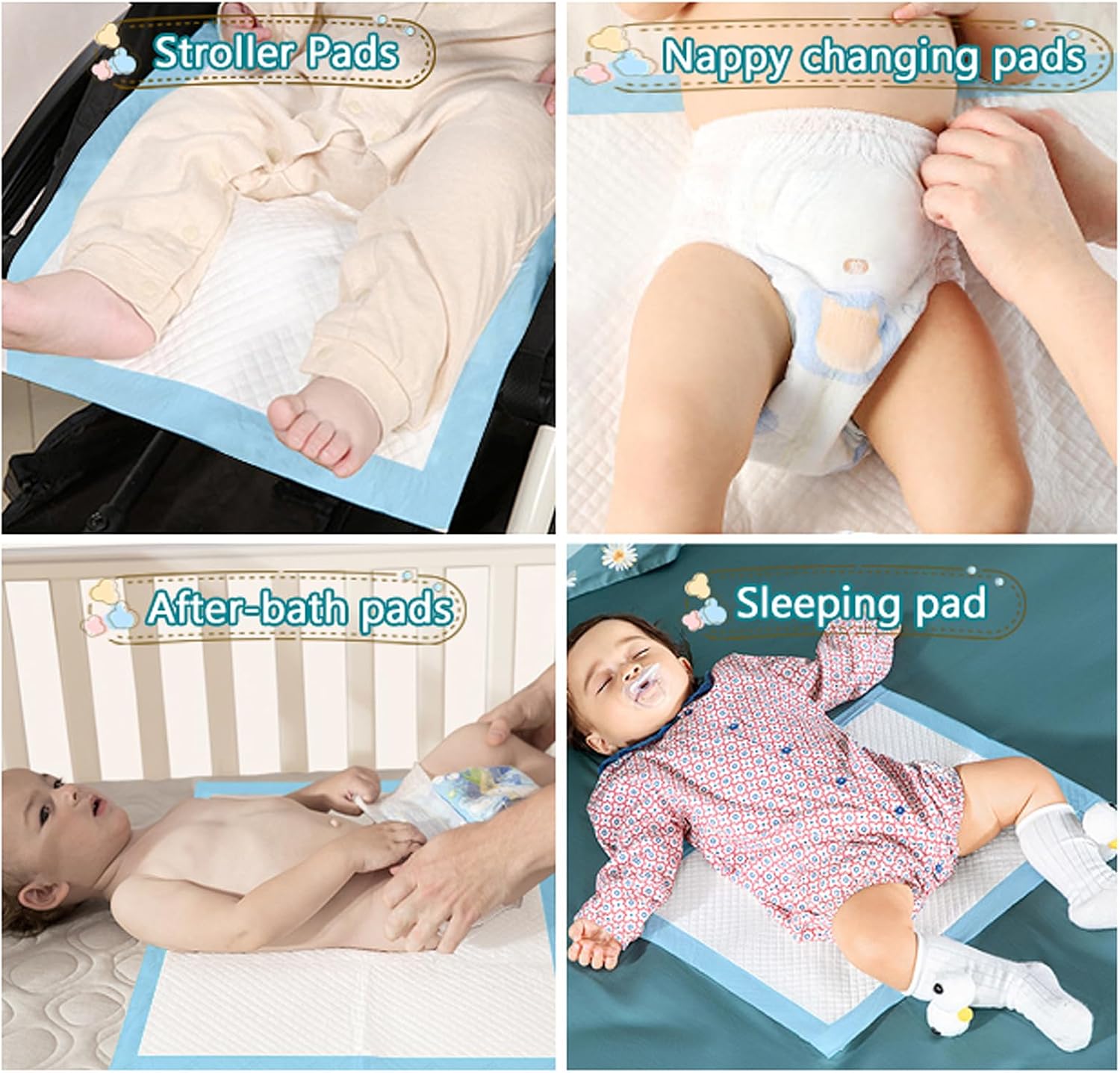 100 Pack Disposable Changing Pads, Portable Diaper Change Pad for Baby, Super Absorbent Leak-Proof Incontinence Bed Table Pee Mat for Travel and Home - Image 6