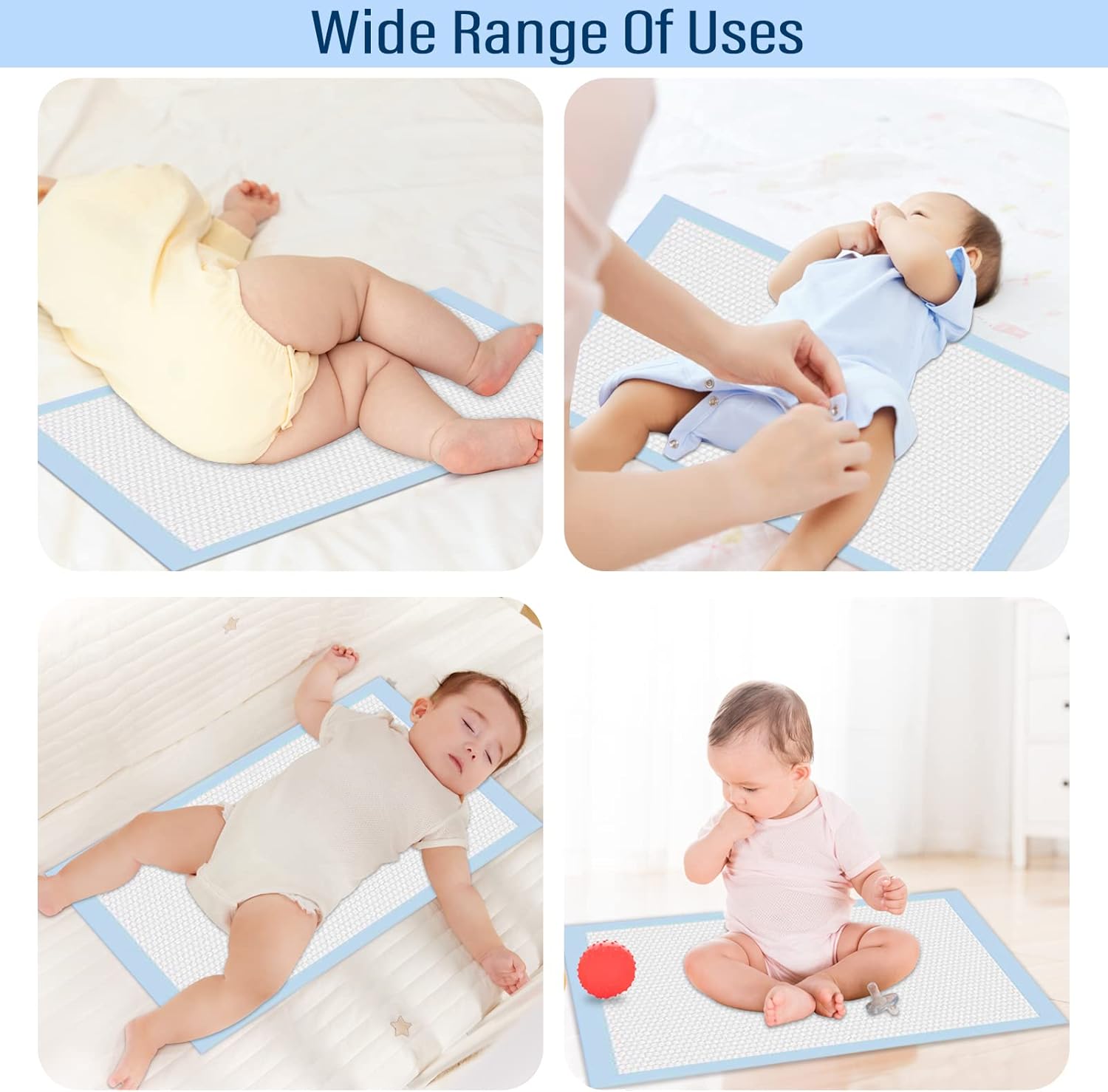 40 Pack Disposable Changing Pads,  Portable Diaper Change Pad for Baby, Super Absorbent Leak-Proof Incontinence Bed Table Pee Mat for Travel and Home (40, Blue, L) - Image 6