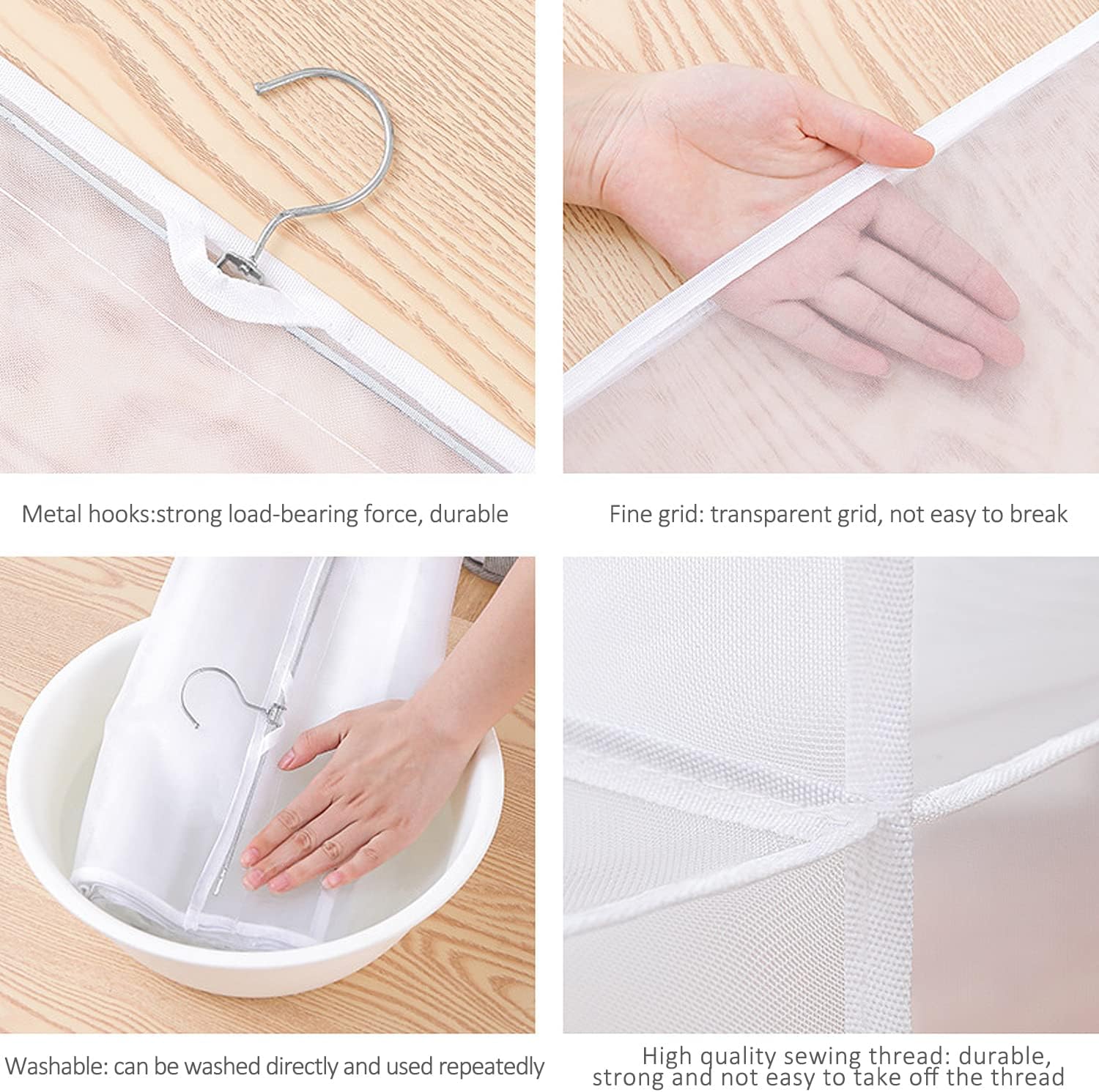 Hanging Handbag Purse Organizer,  2 Pack Transparent Hanging Closet Organizer with 8 Pockets, Washable Dust Proof Nylon Storage Bag for Closet and Wardrobe - Image 3