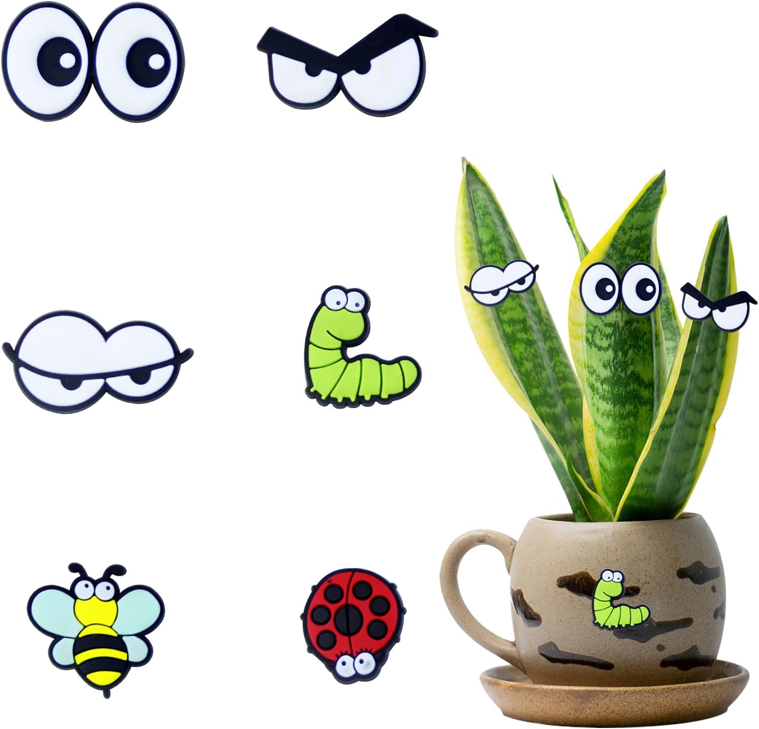 Cute Plant Magnets - Funny Cartoon Eyes, Unique Lover Gifts, Lightweight & Safe Halloween and Christmas Decoration, Indoor Accessories for Office - Give Your Plants Personality - Image 1