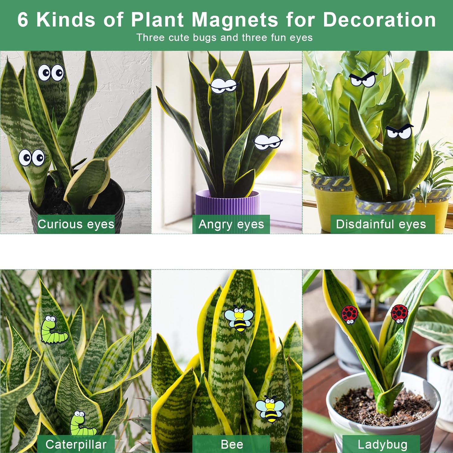 Cute Plant Magnets - Funny Cartoon Eyes, Unique Lover Gifts, Lightweight & Safe Halloween and Christmas Decoration, Indoor Accessories for Office - Give Your Plants Personality - Image 3