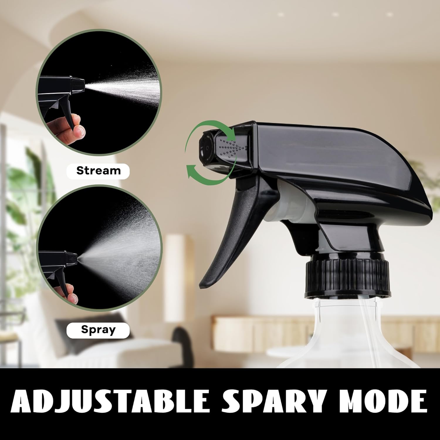Plastic Spray Bottles 3 Pack, Refillable 16 oz Empty Spray Bottle for Cleaning Solution, Durable and Powerful Nozzle, Spray Bottles for Hair, Plants, Cleaner, Oil - Image 2