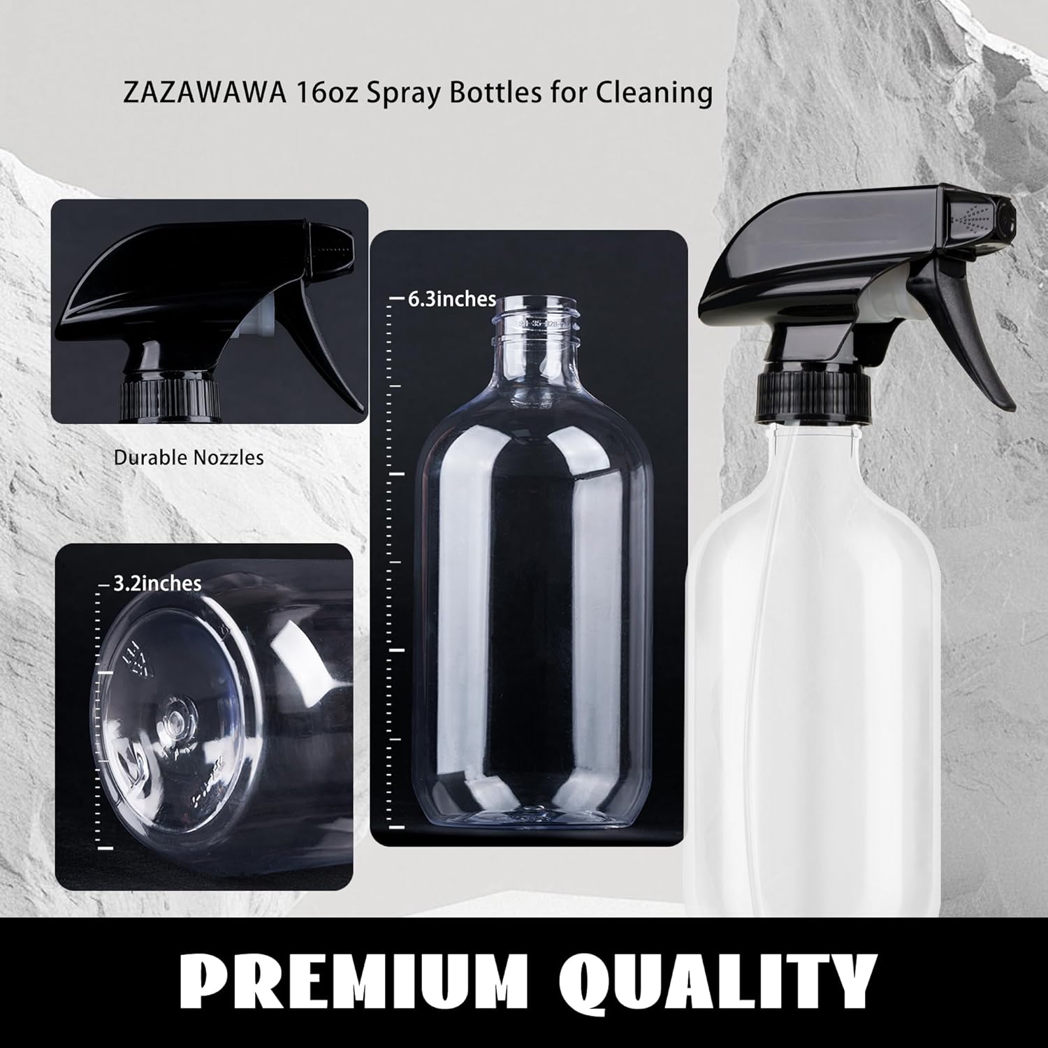 Plastic Spray Bottles 3 Pack, Refillable 16 oz Empty Spray Bottle for Cleaning Solution, Durable and Powerful Nozzle, Spray Bottles for Hair, Plants, Cleaner, Oil - Image 6
