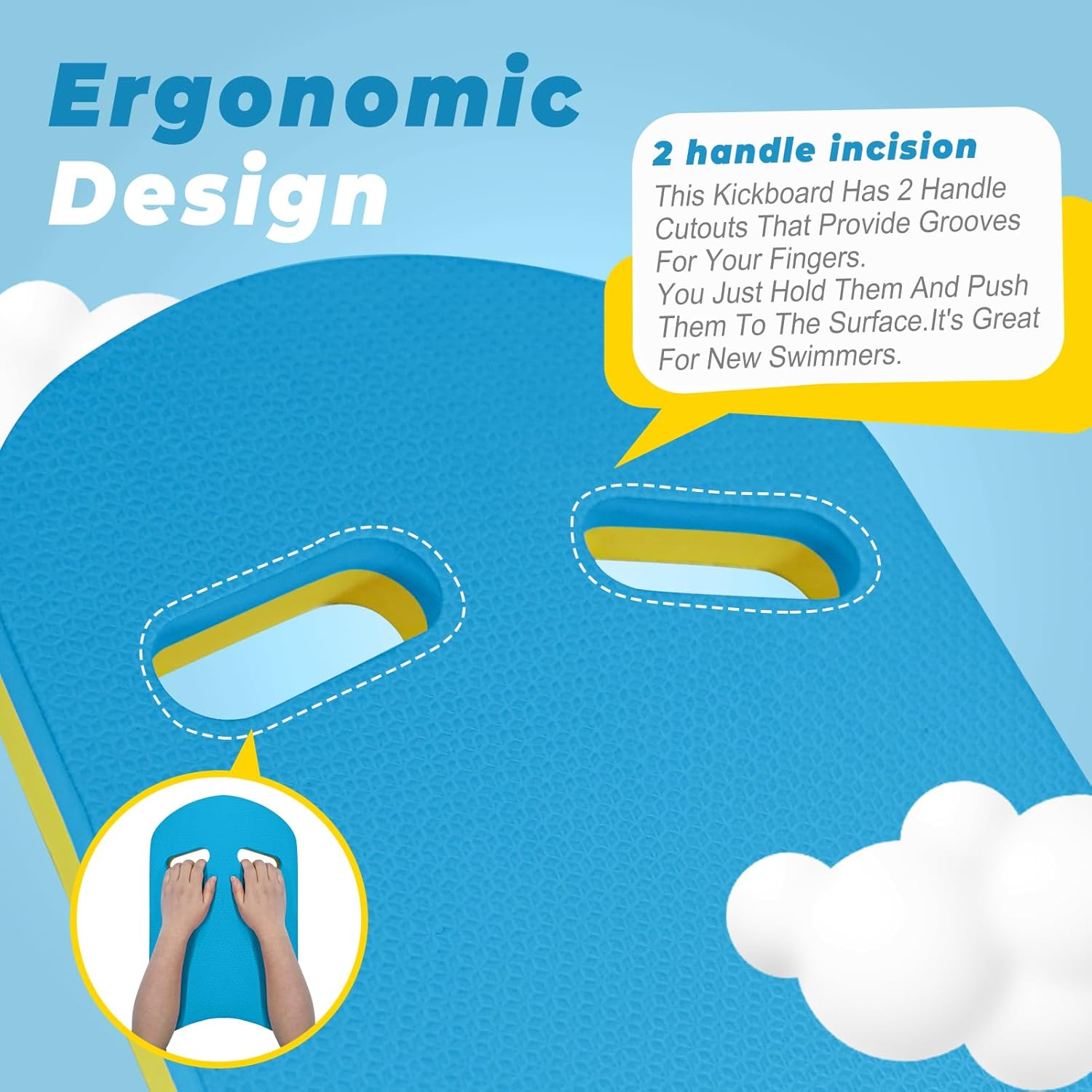 2025 Swimming Kickboard, Training Aid Board for Swimming and Exercise Training, U Design Kick Boards Easy to Grip, Durable EVA Safty Kickboard for Adults - Image 4