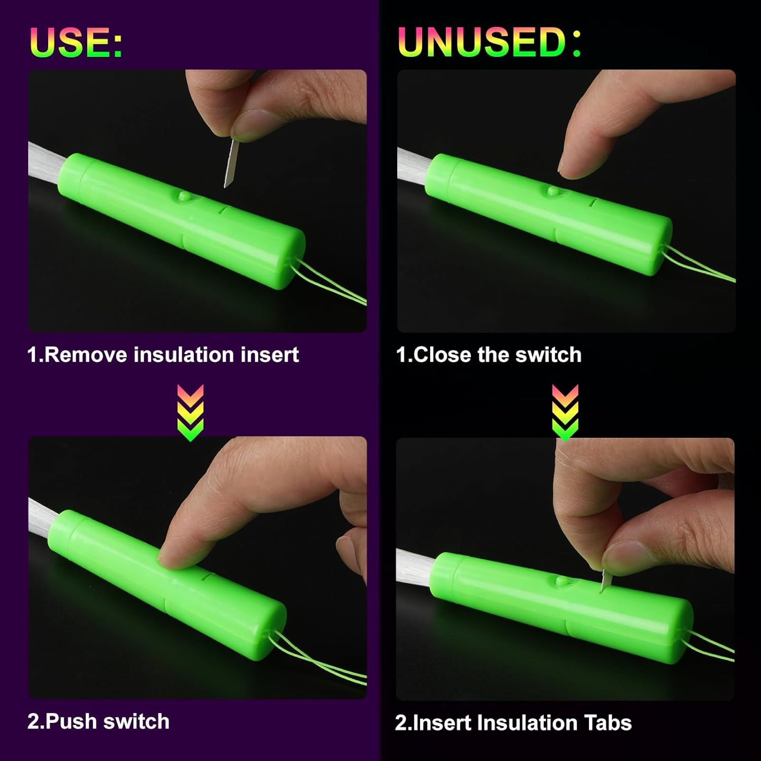 10 Led Fibre Glow Sticks Multi-Coloured Flashing Glow Sticks with 3 Light Modes For Night Parties, Birthday Parties, Easter, Discos, Concerts, Christmas, Carnivals, Weddings(Random Colour) - Image 3