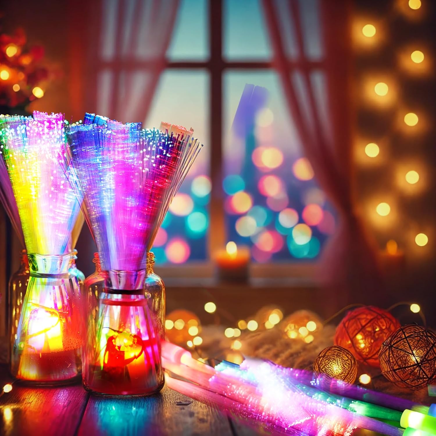 10 Led Fibre Glow Sticks Multi-Coloured Flashing Glow Sticks with 3 Light Modes For Night Parties, Birthday Parties, Easter, Discos, Concerts, Christmas, Carnivals, Weddings(Random Colour) - Image 5