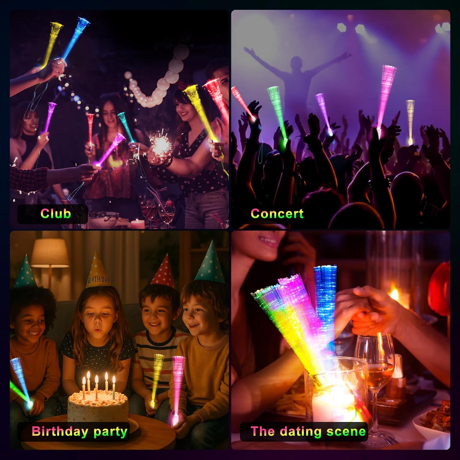 10 Led Fibre Glow Sticks Multi-Coloured Flashing Glow Sticks with 3 Light Modes For Night Parties, Birthday Parties, Easter, Discos, Concerts, Christmas, Carnivals, Weddings(Random Colour) - Image 6
