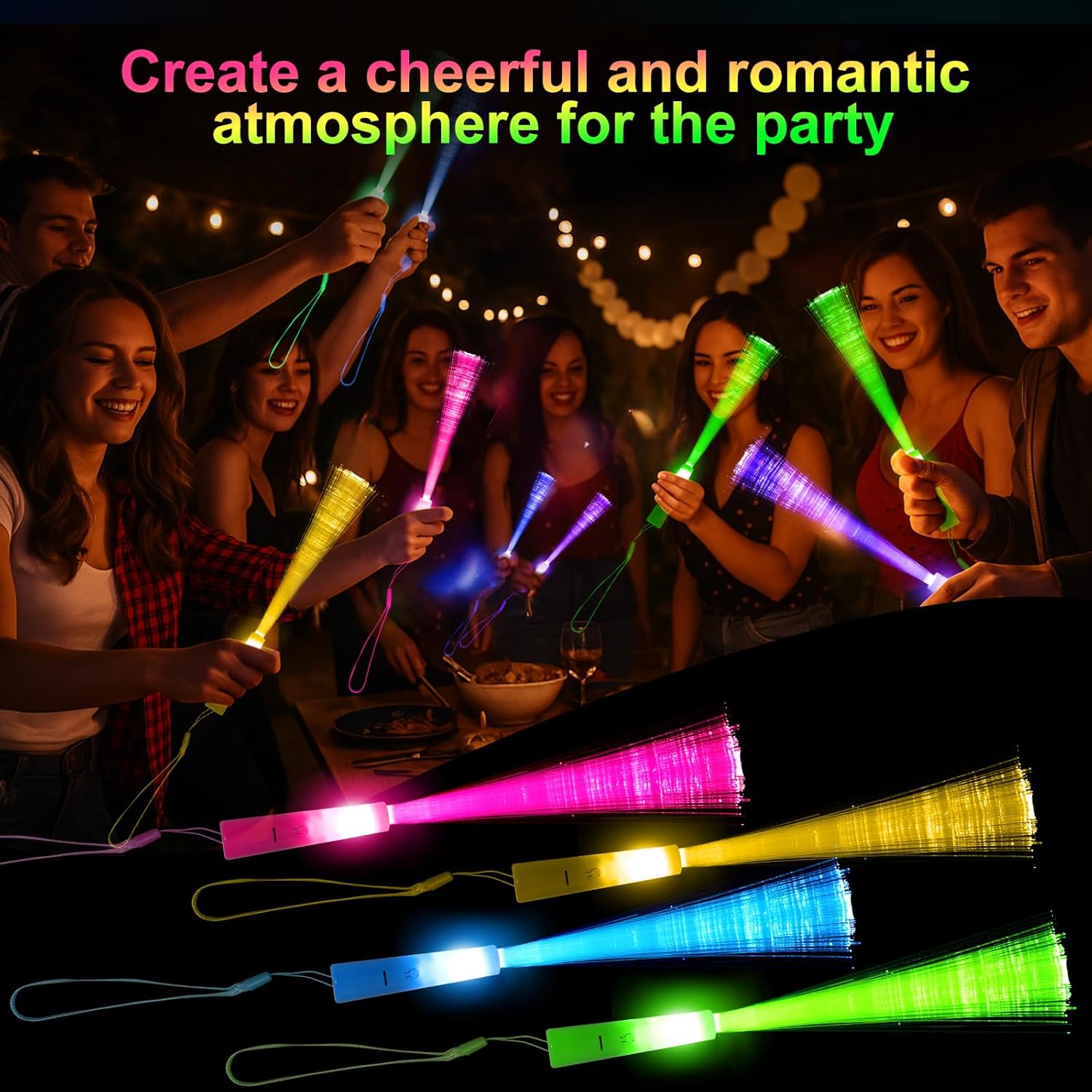 10 Led Fibre Glow Sticks Multi-Coloured Flashing Glow Sticks with 3 Light Modes For Night Parties, Birthday Parties, Easter, Discos, Concerts, Christmas, Carnivals, Weddings(Random Colour) - Image 7